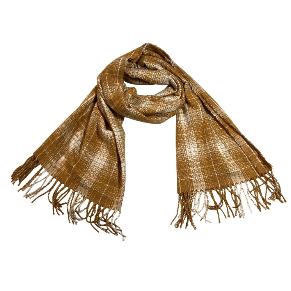 Universal Thread Plaid Flannel Rectangle Scarf w/ Fringe Trim Boho Fall Holidays
